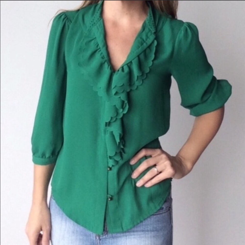 Green Anthropologie Blouse